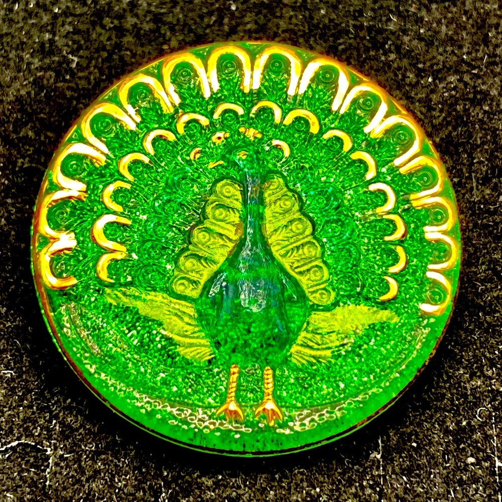 COPY - VTG 🦚 Peacock Bohemian Glass Button 🦚